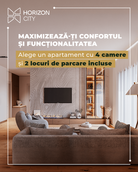 Pipera Horizon City - Apartament de 4 camere + 2 parcari incluse   Avans 10%